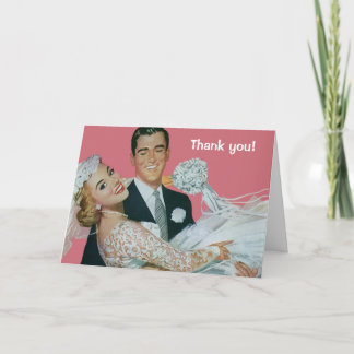 Vintage Wedding Newlyweds, Bride & Groom Thank You Card