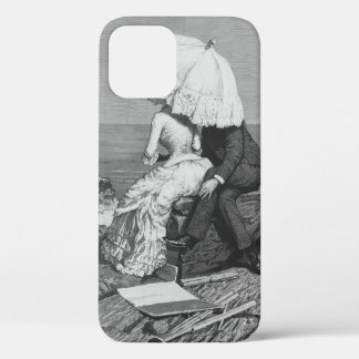 Vintage Wedding, Newlyweds by the Beach iPhone 12 Case