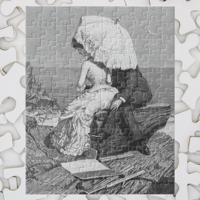 Vintage Wedding, Newlyweds by the Beach Jigsaw Puzzle (Creator Uploaded)