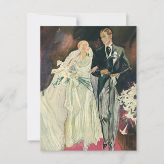 Vintage Wedding Newlyweds, Happy Bride and Goom Announcement