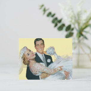 Vintage Wedding Newlyweds, Happy Bride and Groom Announcement