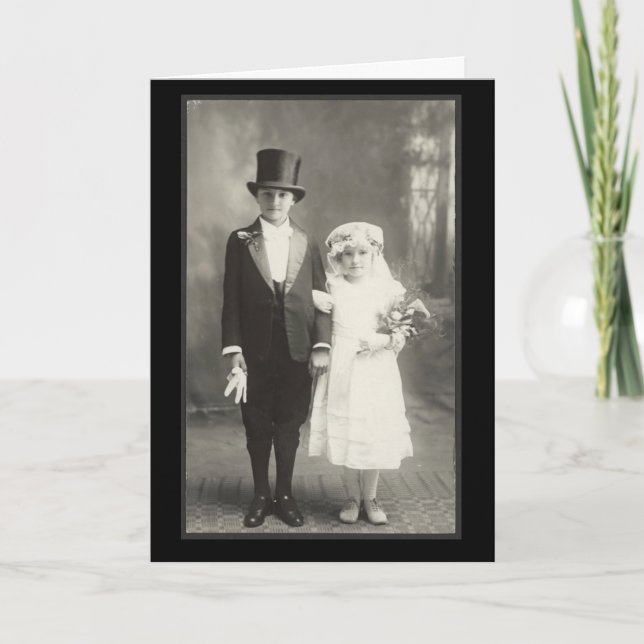 Vintage Wedding Photo Child Bride and Groom Card (Front)