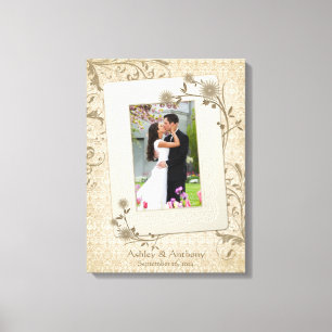 Vintage Wedding Photo Template Canvas Picture