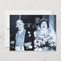 Vintage Wedding Picture Happy Couple Funny Bride