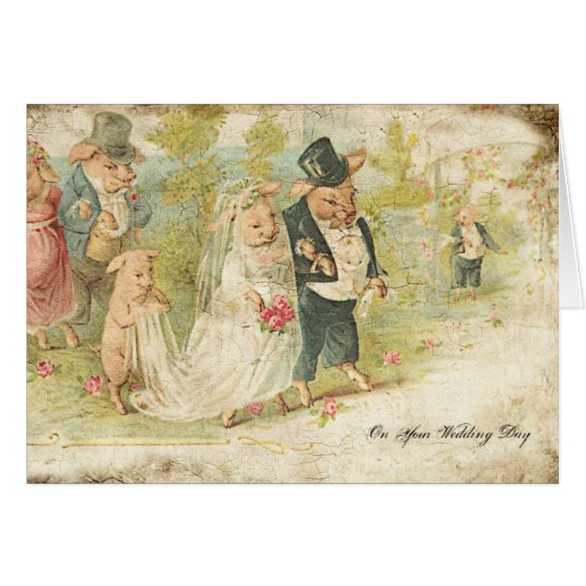 Vintage Wedding Pigs Digital Art (Front Horizontal)