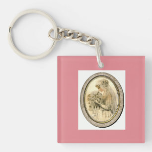 Vintage Wedding Pink Theme Bride Keychain
