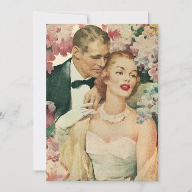 Vintage Wedding Portrait, Retro Bride and Groom (Front)