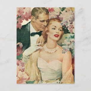 Vintage Wedding Portrait, Retro Bride and Groom Postcard