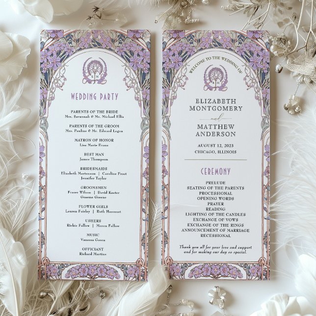 Vintage Wedding Program Ivory, Plum & Gold Programme (Creator Uploaded)