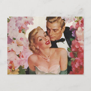 Vintage Wedding, Retro Bride and Groom Newlyweds Postcard