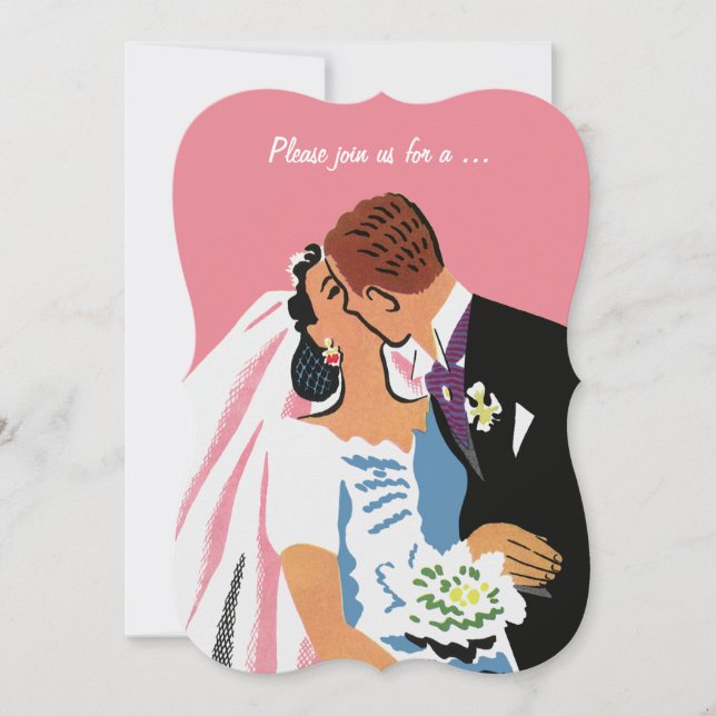 Vintage Wedding, Retro Bride Groom Bridal Shower Invitation (Front)