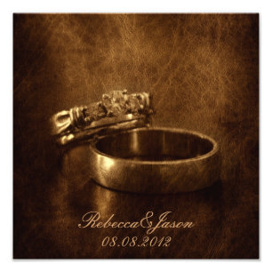 vintage wedding rings rustic engagement party photo print