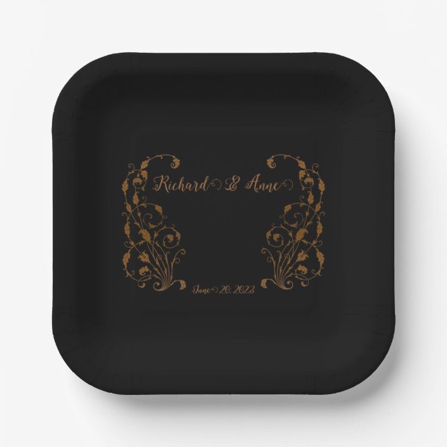 Vintage Wedding Romantic Steampunk Fairytale  Paper Plate (Front)