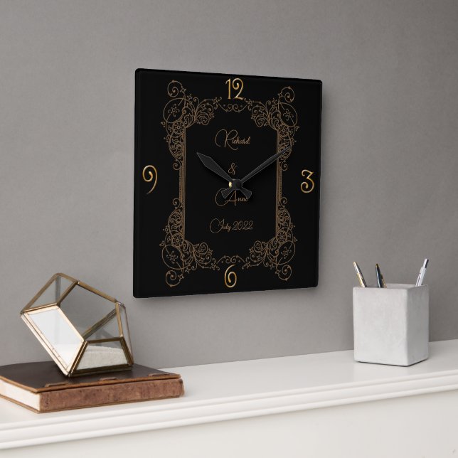 Vintage Wedding Romantic Steampunk Fairytale  Square Wall Clock (Office)