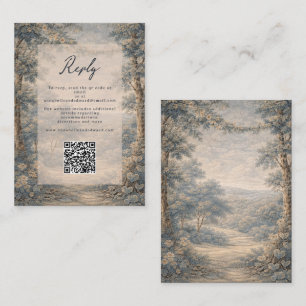 Vintage Wedding RSVP QR Code Reply Card Antique
