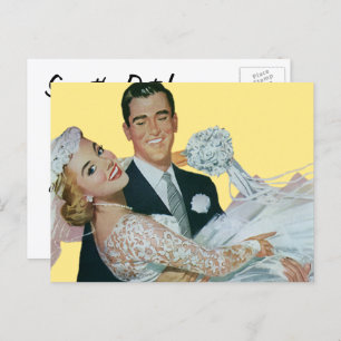 Vintage Wedding Save the Date! Bride and Groom Announcement Postcard