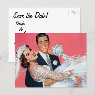 Vintage Wedding Save the Date! Happy Newlyweds Announcement Postcard