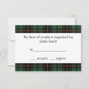 Vintage Wedding, Tartan Davidson Modern Pattern RSVP Card