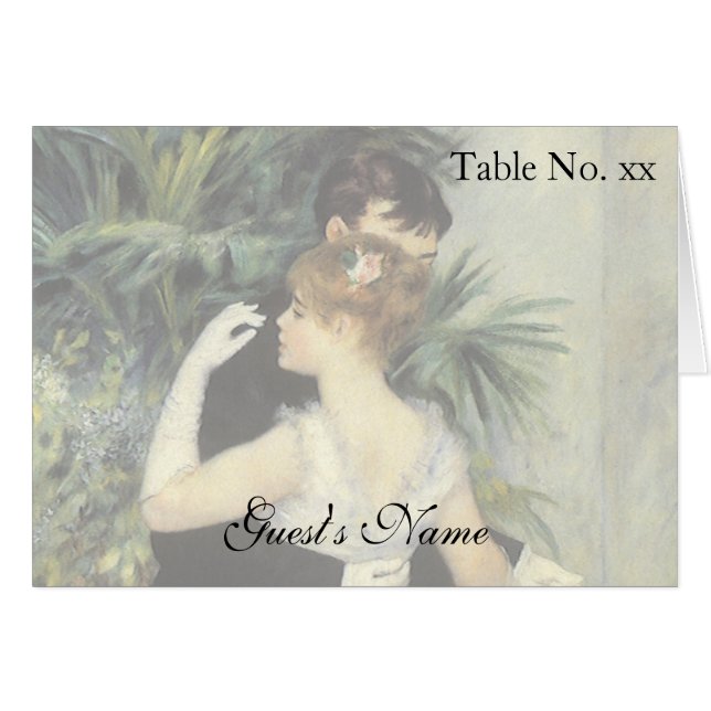 Vintage Wedding Tent Card, City Dance by Renoir (Front Horizontal)