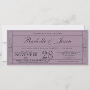 Vintage Wedding Ticket Invitation