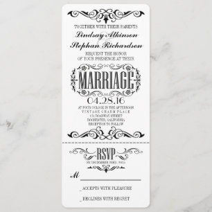 Vintage Wedding Ticket Invitation