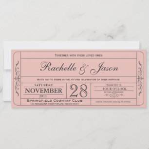 Vintage Wedding Ticket  Invitation