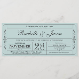Vintage Wedding Ticket Invitation