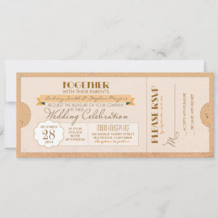 vintage wedding ticket invitation