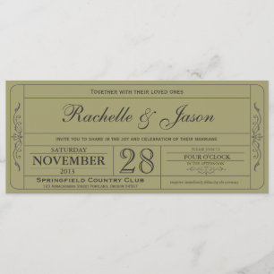 Vintage Wedding Ticket  Invitation