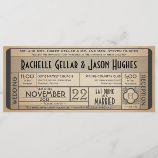 Vintage Wedding Ticket Invitation IV -- 40s era