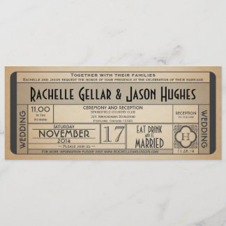 Vintage Wedding Ticket IV- 40's era 2.0 Invitation