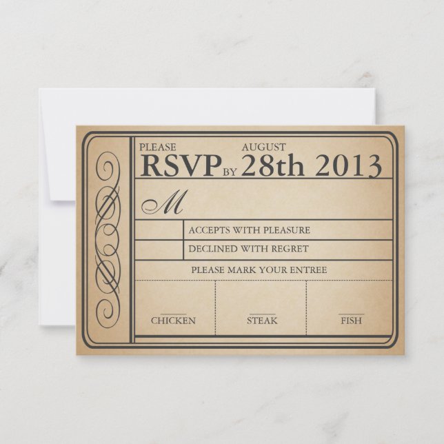 Vintage Wedding Ticket RSVP  II  Punchout (Front)