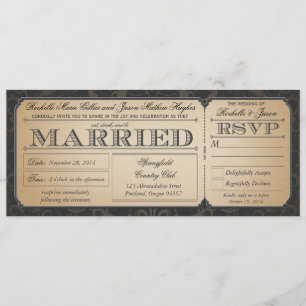 Vintage Wedding Ticket with RSVP collection III Invitation