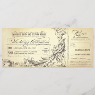 vintage wedding tickets - sophisticated flourishes invitation