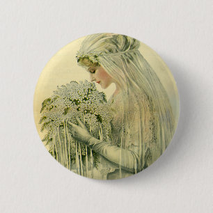 Vintage Wedding, Victorian Bride Bridal Portrait 6 Cm Round Badge