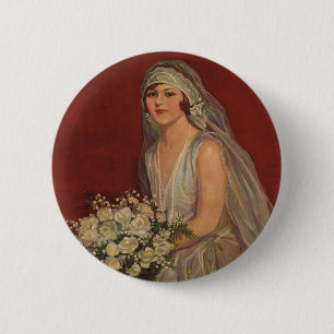 Vintage Wedding, Victorian Bride Bridal Portrait 6 Cm Round Badge