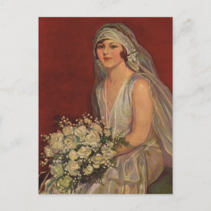 Vintage Wedding, Victorian Bride Bridal Portrait Postcard