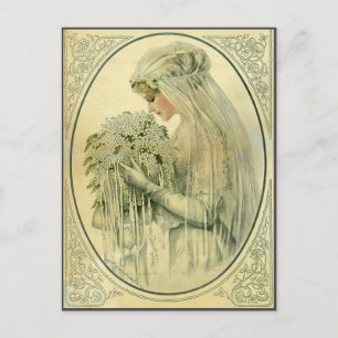 Vintage Wedding, Victorian Bride Bridal Portrait Postcard