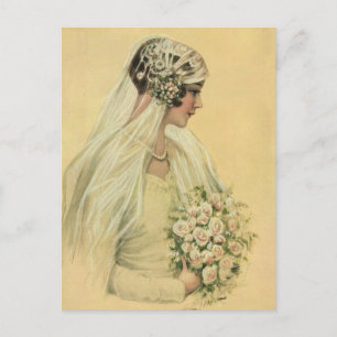 Vintage Wedding, Victorian Bride Bridal Portrait Postcard