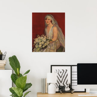 Vintage Wedding, Victorian Bride Bridal Portrait Poster