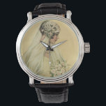 Vintage Wedding, Victorian Bride Bridal Portrait Watch<br><div class="desc">Vintage illustration Victorian wedding portrait design featuring the bride in profile. The beautiful bride is in her wedding gown with veil holding a bridal bouquet of white flowers.</div>