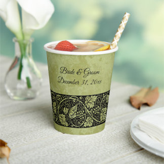 Vintage Wedding, Victorian Grape Vine Leaves Paper Cups