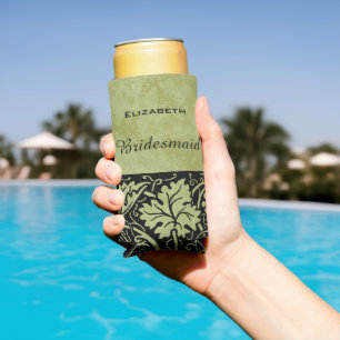 Vintage Wedding, Victorian Grape Vine Leaves Seltzer Can Cooler