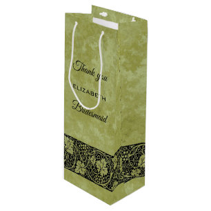 Vintage Wedding, Victorian Grape Vine Leaves Wine Gift Bag