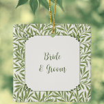 Vintage Wedding, Victorian Willow Leaves Pattern Ceramic Ornament<br><div class="desc">Easy to customise Wedding Christmas Ornament,  just add your information!  

Vintage illustration Victorian Style Green Willow Leaf Pattern,  original design by William Morris. Lovely choice for an outdoor garden spring wedding.</div>