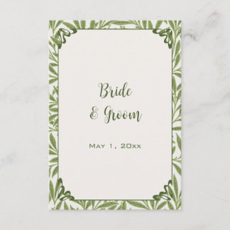 Vintage Wedding, Victorian Willow Leaves Pattern Enclosure Card