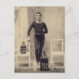 Vintage Weight Lifter Postcard