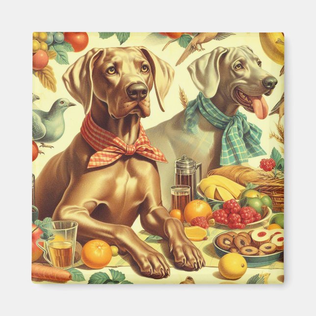 Vintage Weimaraner Painting Magnet (Front)