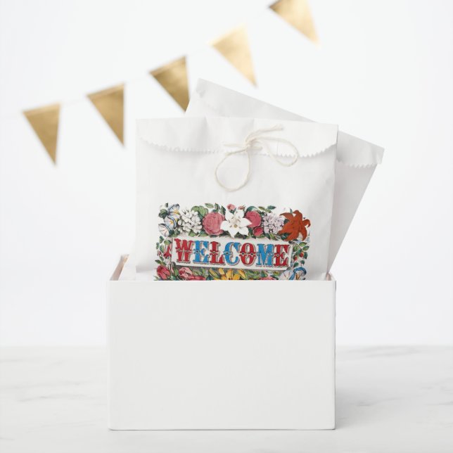Vintage WELCOME Flowers Housewarming Party  Favour Bags (Party)