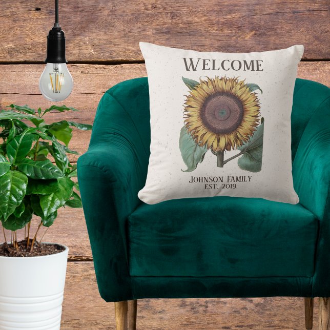 Vintage Welcome Sunflower Signature  Cushion (Creator Uploaded)